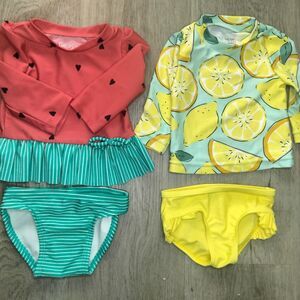Baby Girl 0-3 Swim Suits Rash Guard | Lot of 2